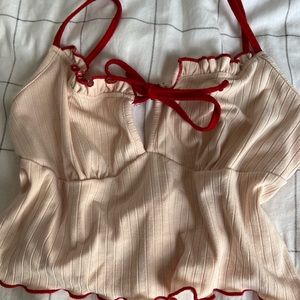 red and peach cami ribbed